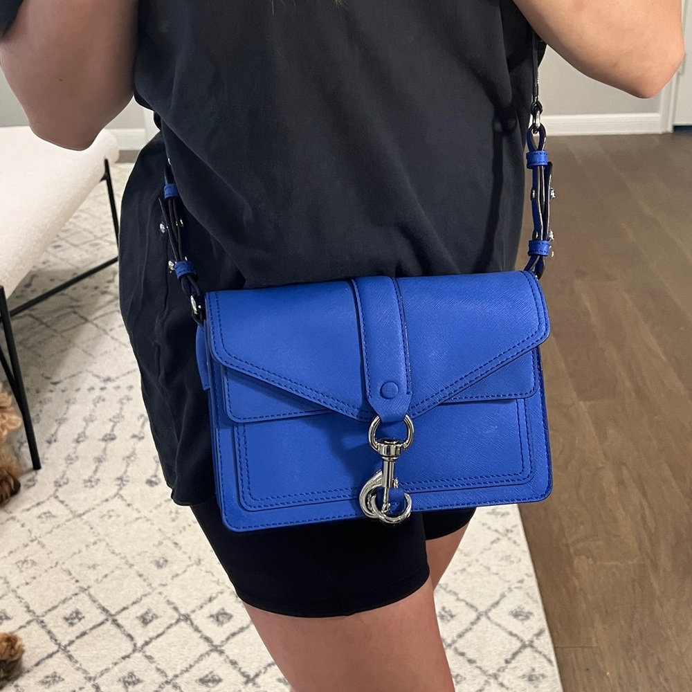 Rebecca Minkoff Hudson Moto Mini in stunning blue handbag purse!